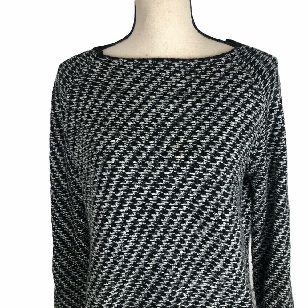 Zara Knit Black White Boat Neck Sweater M - Picture 3 of 7